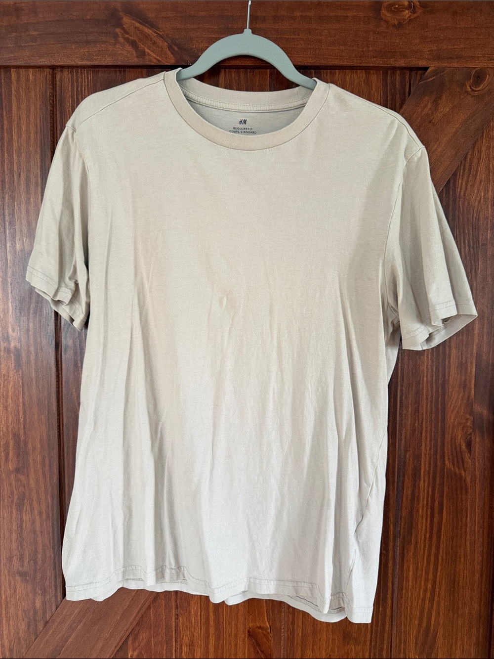 H&M Men's Short Sleeve Crew Tee in Light Beige